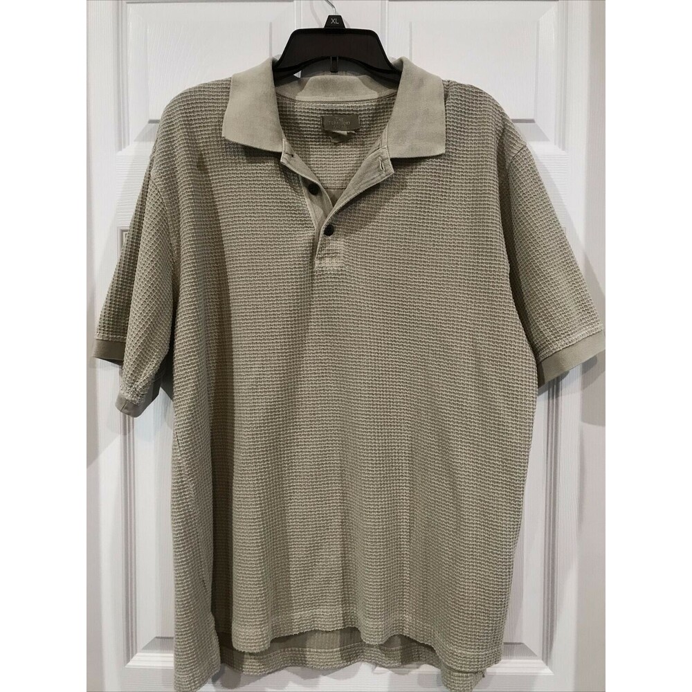 The Territory Ahead Polo Shirt Textured Cotton Tan Beige Polo Shirt Men's L